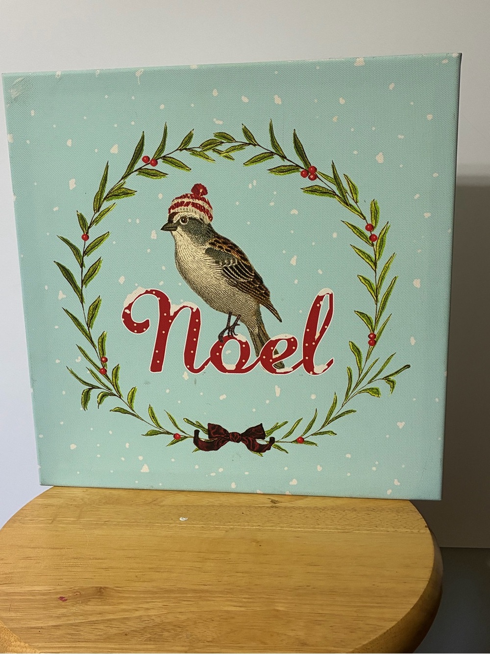 Carpentree 70435 "Noel" Wall Art Noel Bird Holiday Canvas Wall Art - Blue